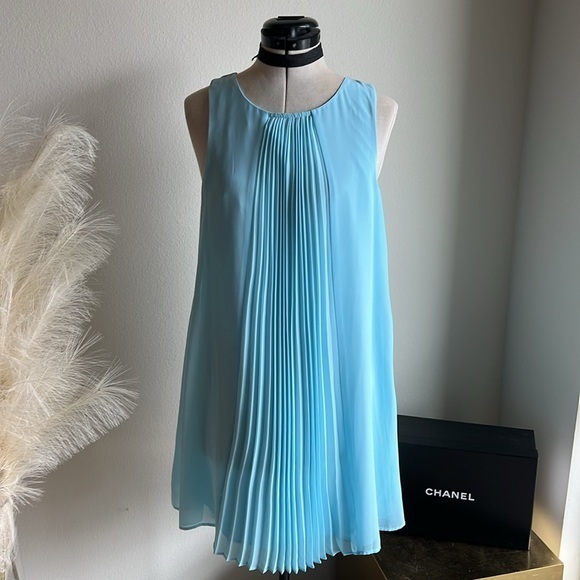 BCBGeneration Dresses & Skirts - BCBG light blue pleated trapeze aline mini dress
